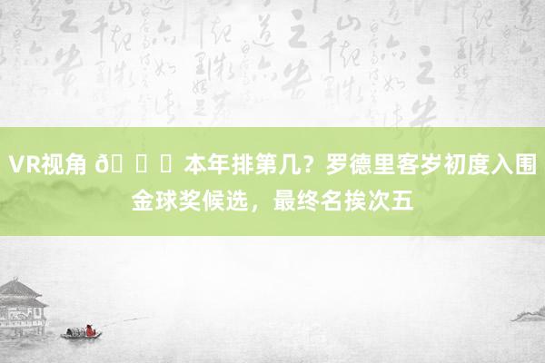 VR视角 ?本年排第几？罗德里客岁初度入围金球奖候选，最终名挨次五