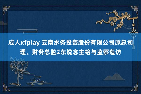 成人xfplay 云南水务投资股份有限公司原总司理、财务总监2东说念主给与监察造访