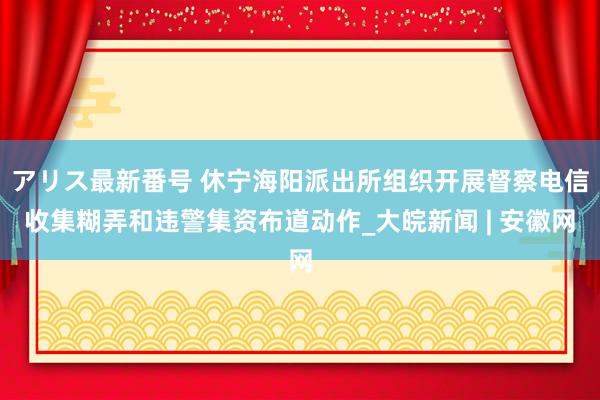 アリス最新番号 休宁海阳派出所组织开展督察电信收集糊弄和违警集资布道动作_大皖新闻 | 安徽网