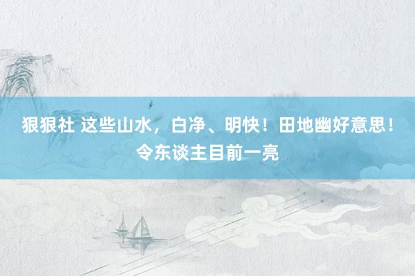 狠狠社 这些山水，白净、明快！田地幽好意思！令东谈主目前一亮