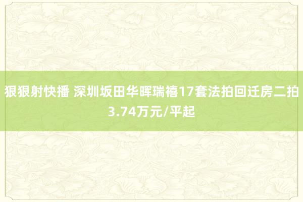 狠狠射快播 深圳坂田华晖瑞禧17套法拍回迁房二拍3.74万元/平起