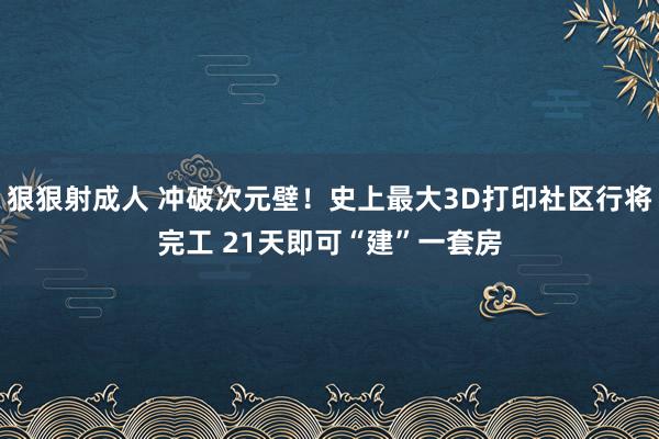 狠狠射成人 冲破次元壁！史上最大3D打印社区行将完工 21天即可“建”一套房