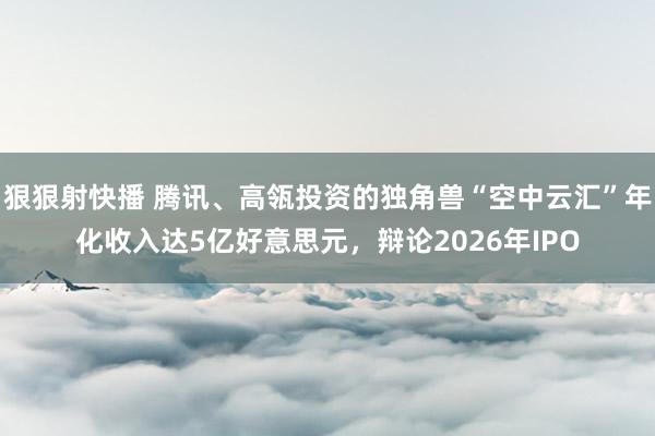 狠狠射快播 腾讯、高瓴投资的独角兽“空中云汇”年化收入达5亿好意思元，辩论2026年IPO