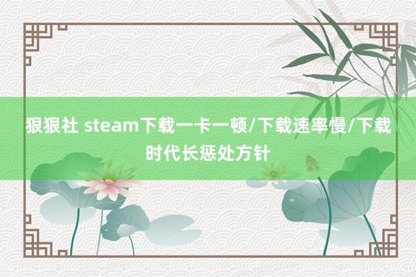 狠狠社 steam下载一卡一顿/下载速率慢/下载时代长惩处方针